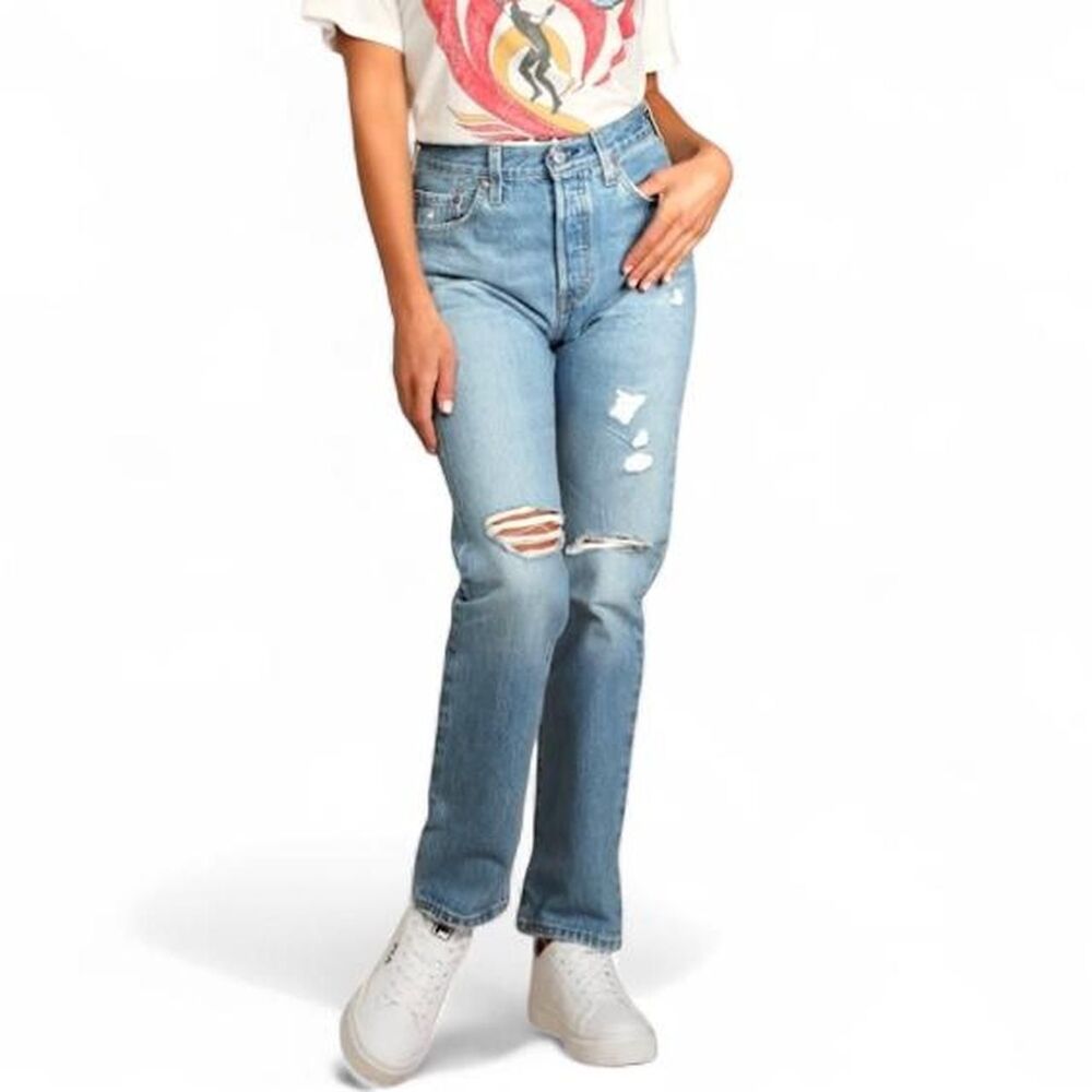 Levi's 501 Straight Distressed Jeans - Size 26
